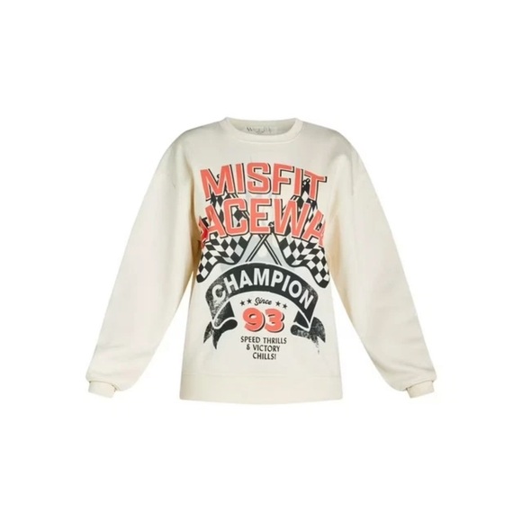 Women’s Front Back Misfit Raceway Graphic Sweatshirt with Long Sleeves, Size S - Picture 1 of 4